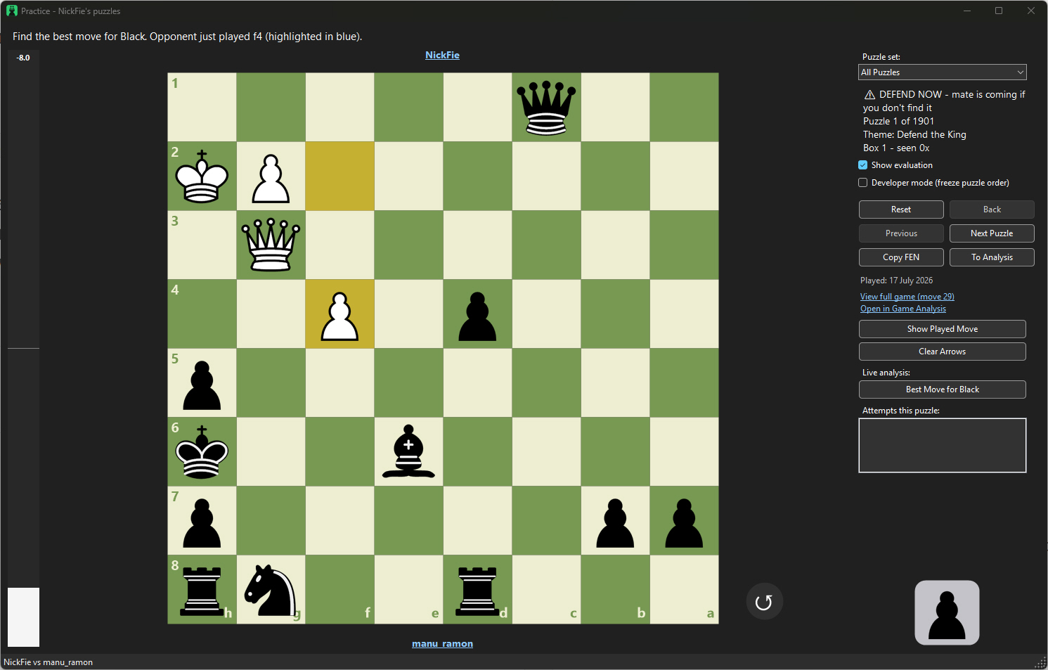 Custom puzzle generated from a blunder