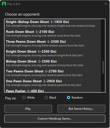 Choosing a bot opponent