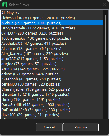 Puzzles grouped by player